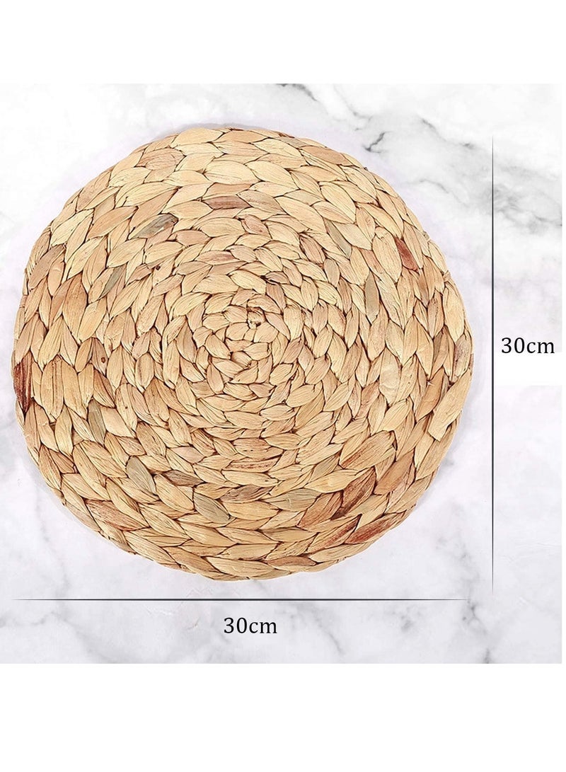 Bukela Rattan Tablemats, 4Pcs 30cm Round Natural Water Hyacinth Woven Placemats, Heat Resistant Non-slip Wicker Placemats Rattan Chargers for for Table, Coasters, Pots, Pans & Teapots in Kitchen - Image 4