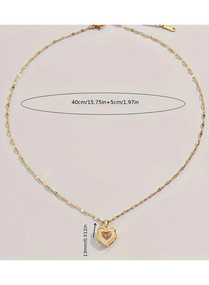 Home Clearance Sale Elegant Heart-Shaped Crystal Zirconia Pendant Lip Chain Fashionable Exquisite Women'S Necklace - Image 3