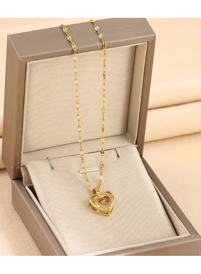 Home Clearance Sale Elegant Heart-Shaped Crystal Zirconia Pendant Lip Chain Fashionable Exquisite Women'S Necklace - Image 4