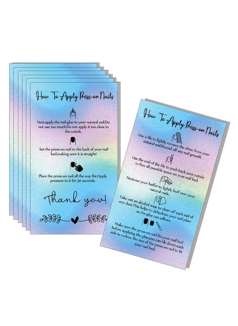 MAOSH MAOSH Press-On Nail Application Instructions Cards, Aftercare Instructions Cards, 50 Pack 2 x 3.5'' inch Business Card Size, DIY Press-On Nail Kit, White (0406038)  - Image 1
