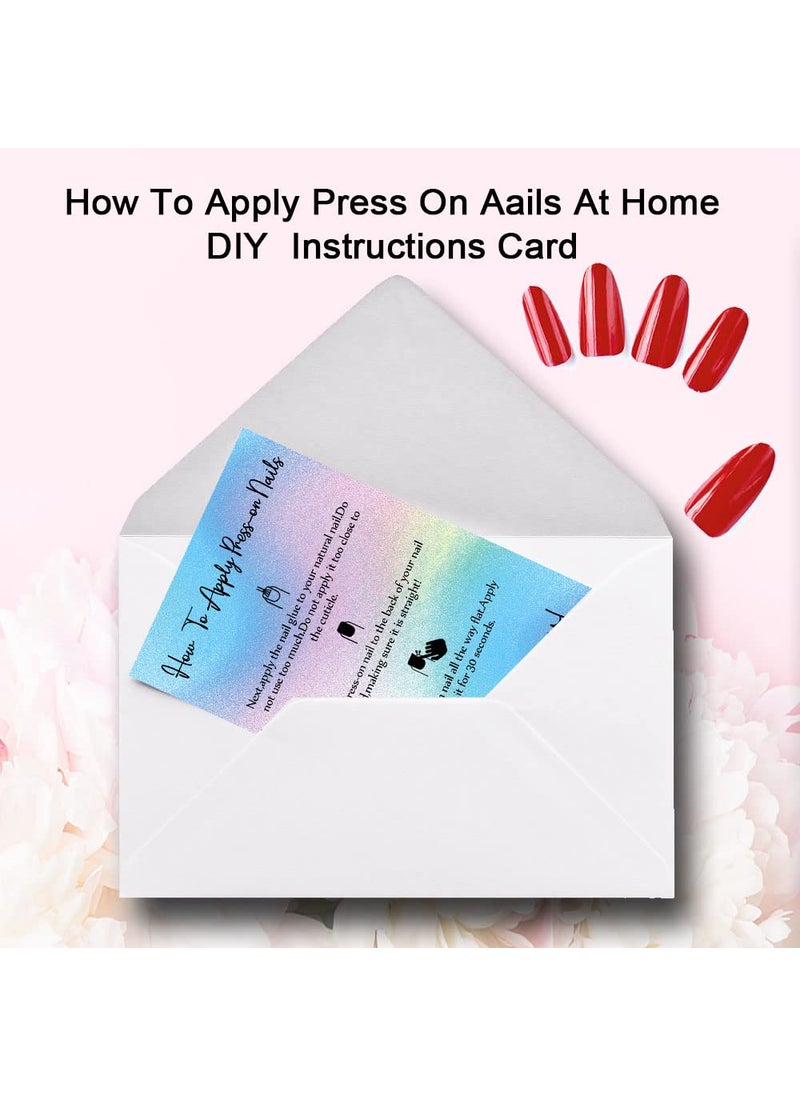 MAOSH MAOSH Press-On Nail Application Instructions Cards, Aftercare Instructions Cards, 50 Pack 2 x 3.5'' inch Business Card Size, DIY Press-On Nail Kit, White (0406038)  - Image 5