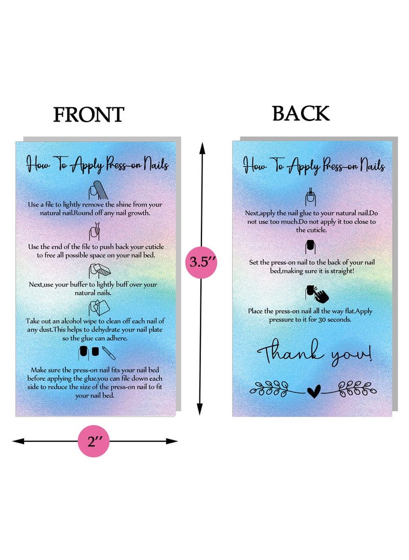 MAOSH MAOSH Press-On Nail Application Instructions Cards, Aftercare Instructions Cards, 50 Pack 2 x 3.5'' inch Business Card Size, DIY Press-On Nail Kit, White (0406038)  - Image 2
