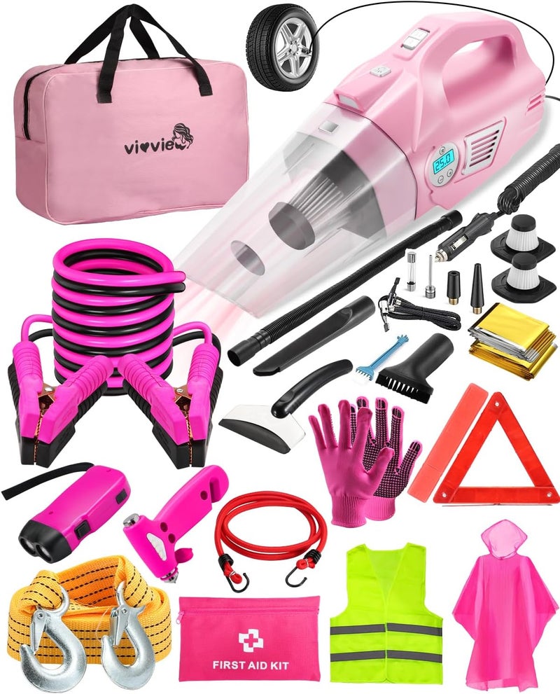 Vioview Roadside Emergency Car Safety Kit with 4-in-1 Inflatable Vacuum Cleaner and Accessories - Image 1