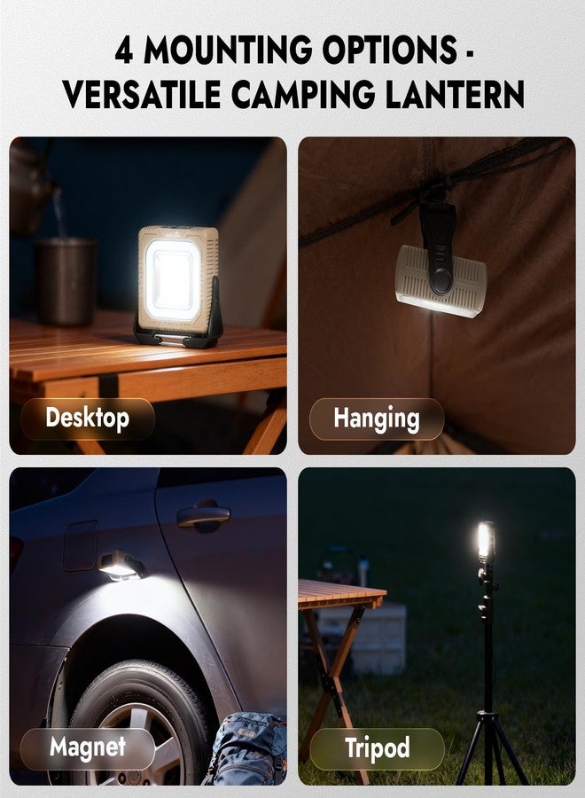 WARSUN Rechargeable Camping Lantern 1000 Lumens, Portable LED Work Light with Magnetic Base & 360° Hook, 4 Color Temperatures, Red Warning Mode for Camping Hiking Emergency - Image 4