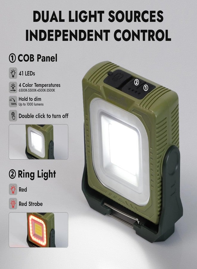 WARSUN Rechargeable Camping Lantern 1000 Lumens, Portable LED Work Light with Magnetic Base & 360° Hook, 4 Color Temperatures, Red Warning Mode for Camping Hiking Emergency - Image 3