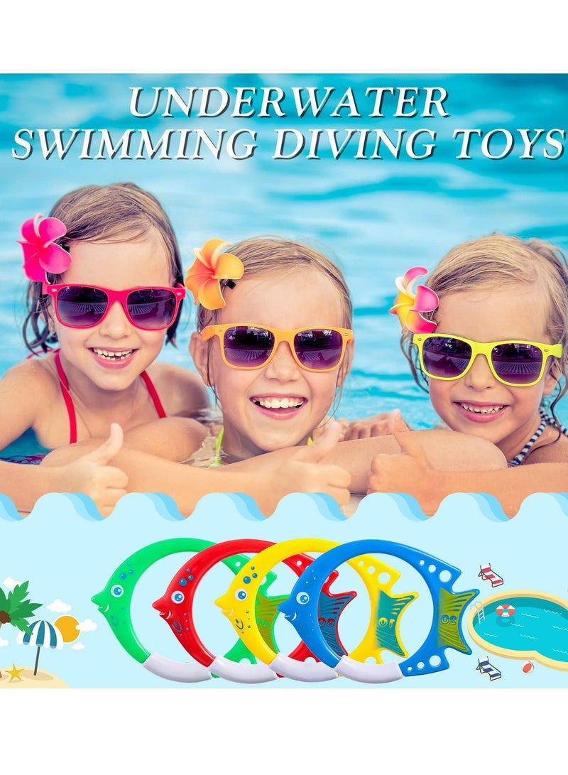 نيبمينينت Pool Diving Toys, Kids Swimming Toys Plastic Fish Shaped Rings Easy Retrieval Sinking Colorful Rings, Training Practice Accessories (4 Pack) - Image 3