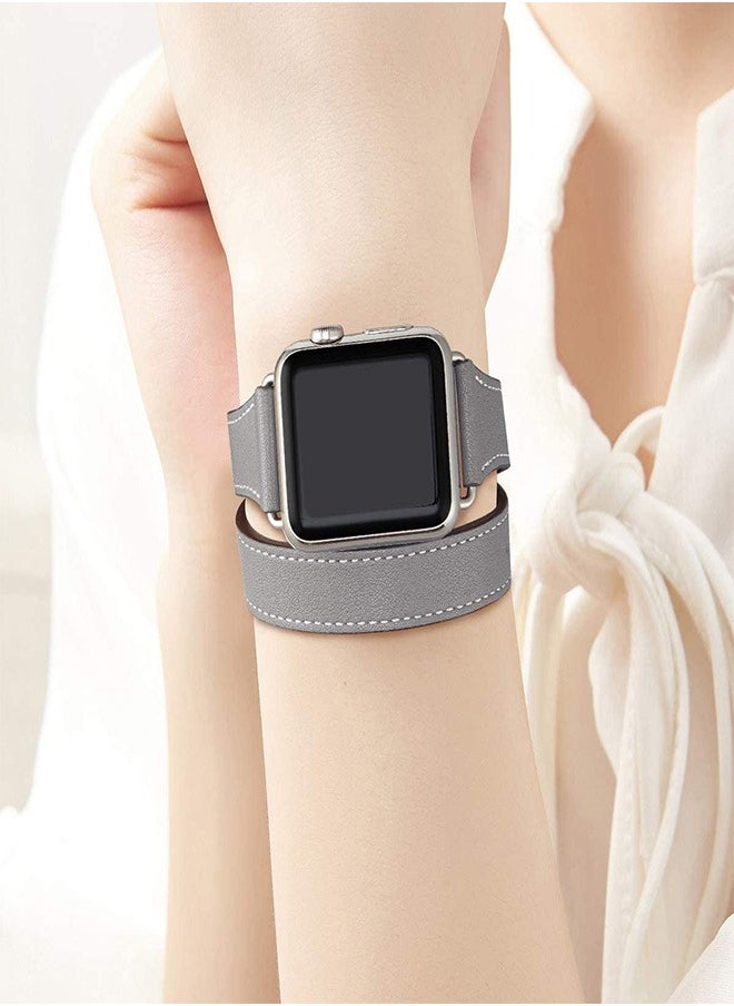 Ofrdncy - Ofrdncy Compatible for Apple Watch Band 49mm 46mm 45mm 44mm 42mm 41mm 40mm 38mm women, Genuine Leather Double Tour Designed Slim Apple Watch Strap for iWatch Ultra 2/1 Series 10 9 8 7 6 5 4 3 2 1 SE - Image 1