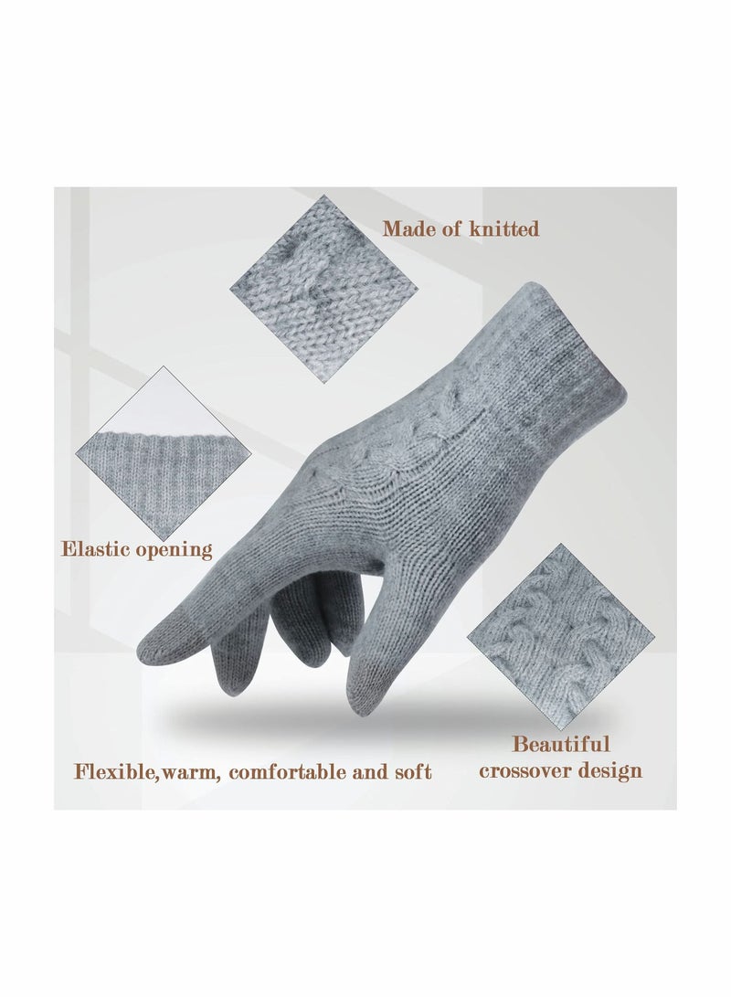 Y&D Women Touch Screen Gloves - Winter Warm Touchscreen Mittens Thermal Fleece Lined Knitted for Outdoor  - Image 2