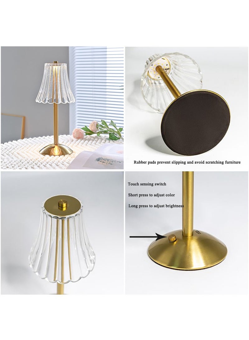 Cordless Table Lamp, Rechargeable Battery Operated Lamp, LED Touch Lamp, 3 Color Dimmable and Adjustable Brightness, Nightstand Lamp, Bedside Lamp,Rose Lamp Vintage Gifts  - Image 2