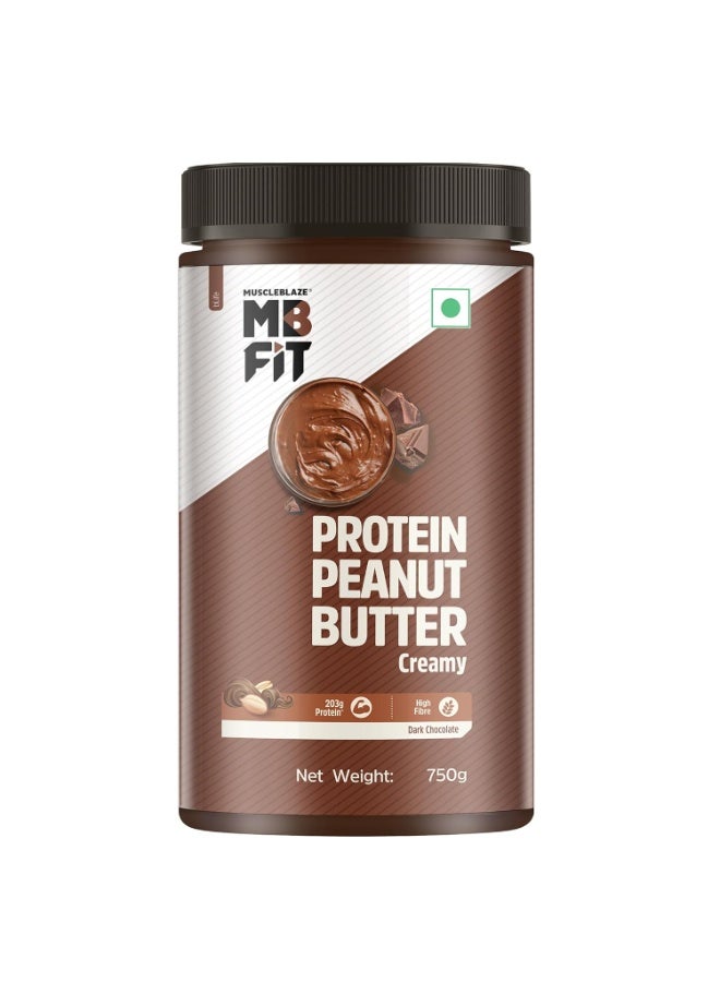 مسل بلايز زبدة الفول السوداني MuscleBlaze Fit الغنية بالبروتين (قوام كريمي - نكهة الشوكولاتة الداكنة، 750 جرام) | 27 جرام بروتين | مع بروتين البازلاء ومركز بروتين مصل اللبن - Image 1