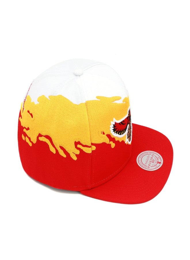 Mitchell & Ness Atlanta Hawks Paintbrush Snapback Hat Adjustable Cap HWC - Red/Yellow/White, One Size - Image 2