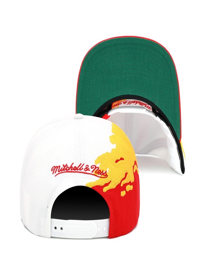 Mitchell & Ness Atlanta Hawks Paintbrush Snapback Hat Adjustable Cap HWC - Red/Yellow/White, One Size - Image 4