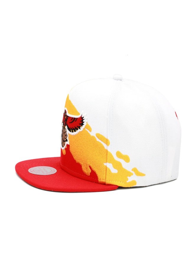 Mitchell & Ness Atlanta Hawks Paintbrush Snapback Hat Adjustable Cap HWC - Red/Yellow/White, One Size - Image 3