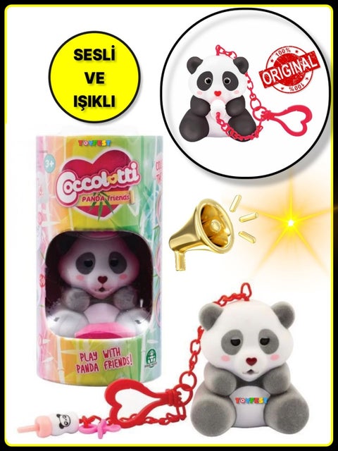 Coccolotti Interactive Sound and Light Cute Pandas Keychain & Bag Accessory - Black Panda