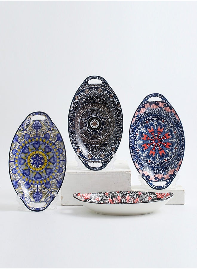Shuer 4-Piece Hand Painted Ceramic Dinner Plates  27.8x16x5cm  - Image 1