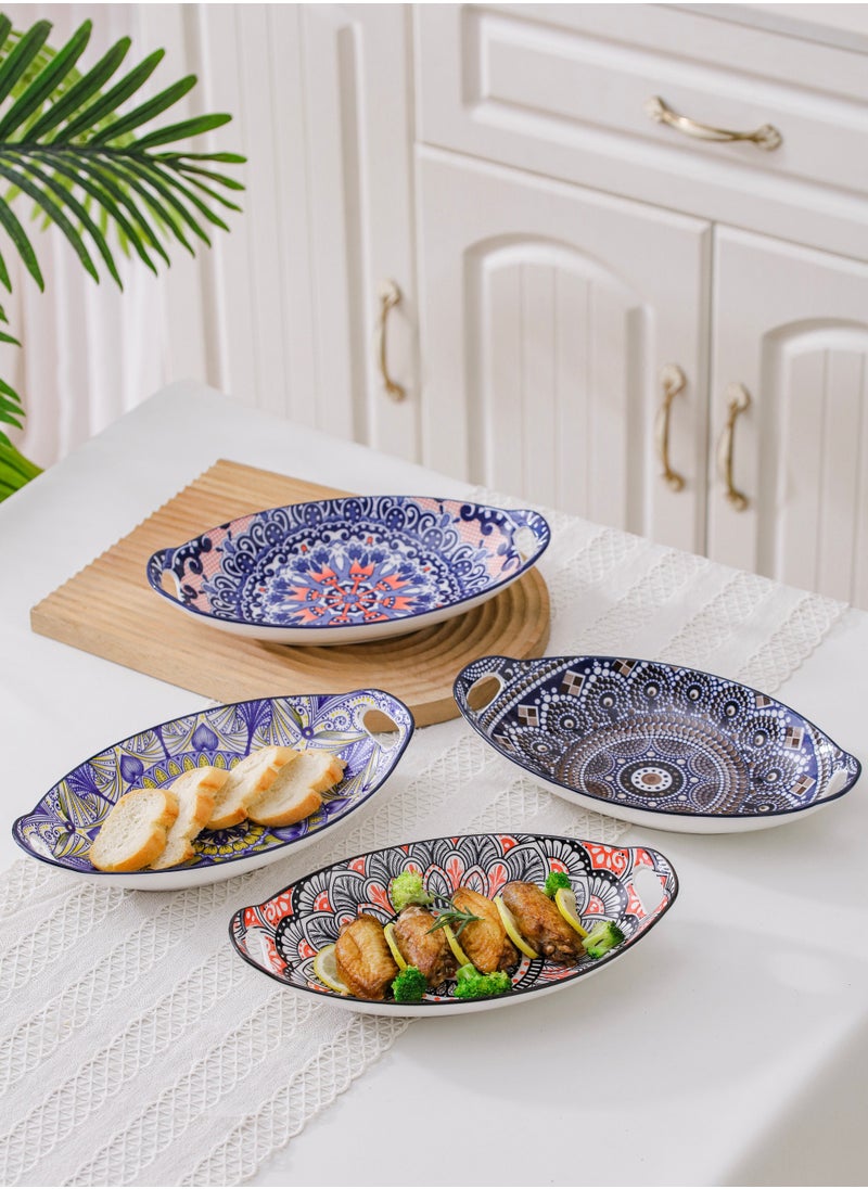 Shuer 4-Piece Hand Painted Ceramic Dinner Plates  27.8x16x5cm  - Image 3