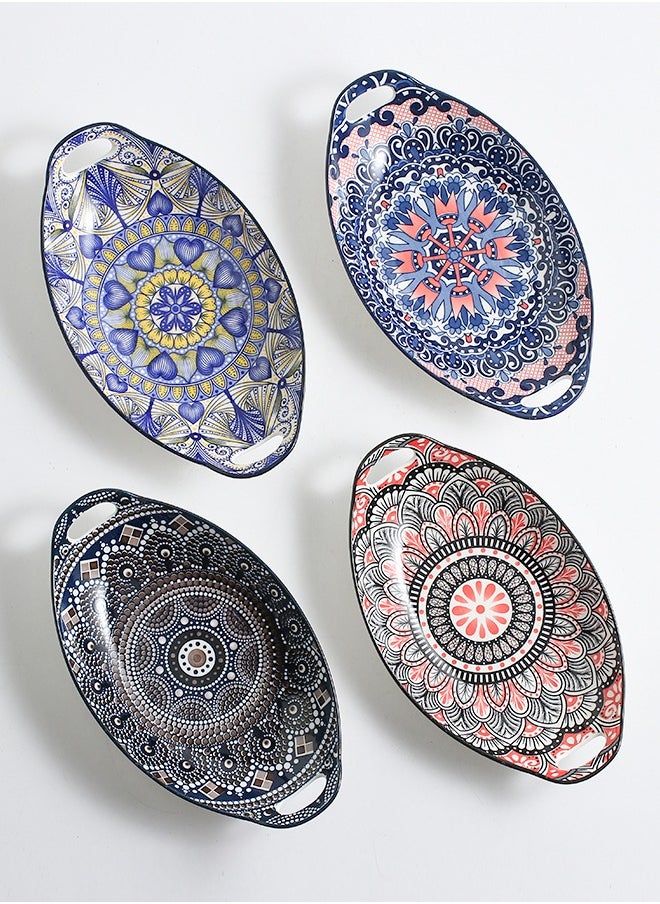 Shuer 4-Piece Hand Painted Ceramic Dinner Plates  27.8x16x5cm  - Image 2