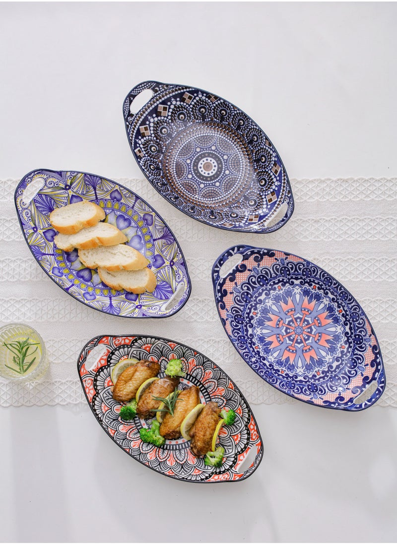 Shuer 4-Piece Hand Painted Ceramic Dinner Plates  27.8x16x5cm  - Image 5