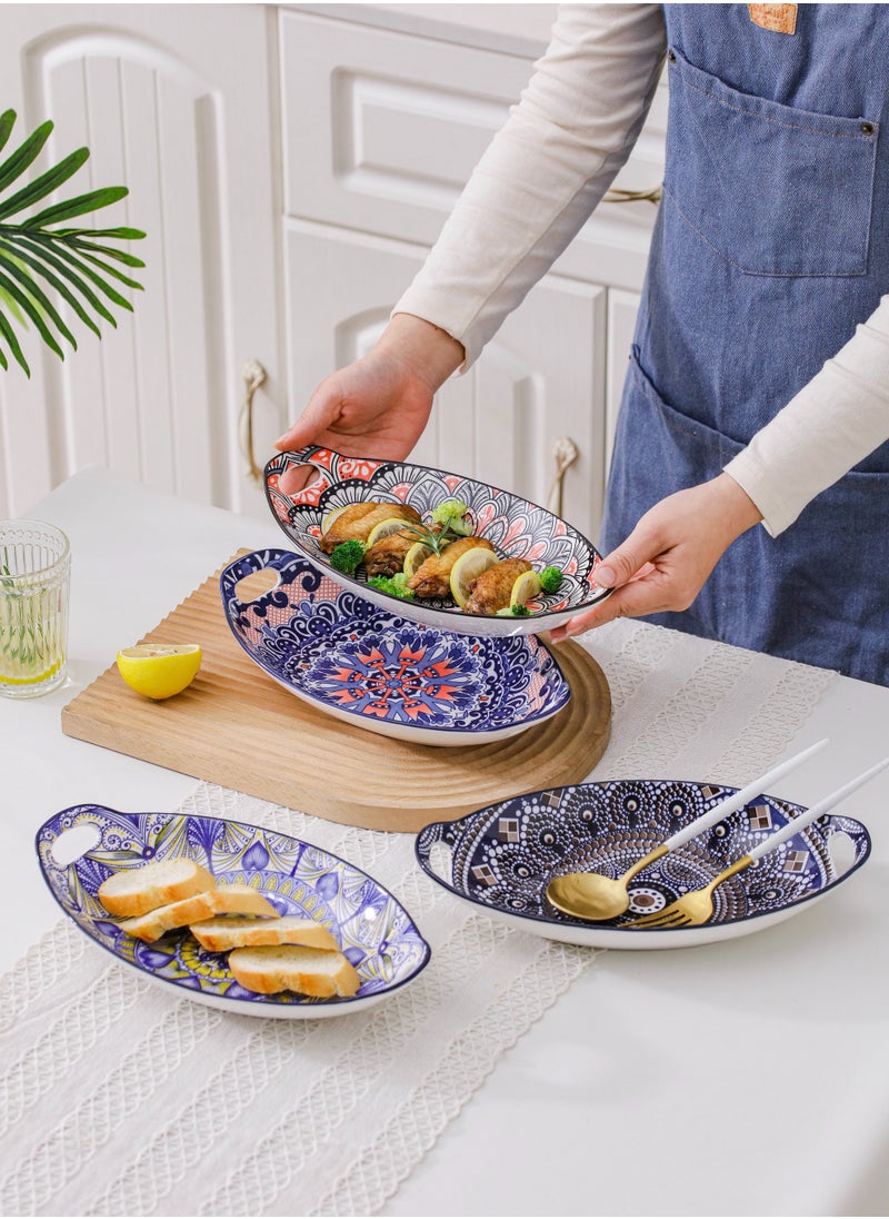 Shuer 4-Piece Hand Painted Ceramic Dinner Plates  27.8x16x5cm  - Image 4