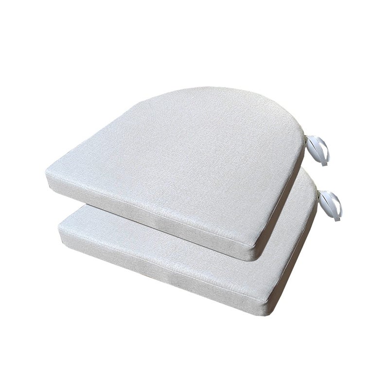 MICUSHION 18x18 Inch Chair Pads for Dining Chairs Set of 2 with Ties Non Slip Washable Seat Cushion with Zipper Indoor Round Back Chair Cushions for Kitchen Beige