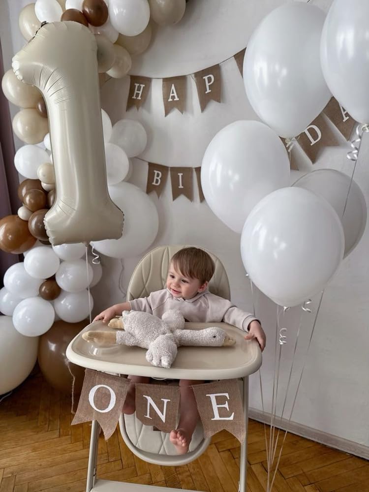 Mluchee Number Balloons 1, 40 Inch One Balloons for 1st Birthday Girl Boy 1 11 21 Party Decorations Baby Shower Photo Shoot, Cream White 1 Balloon - Image 3