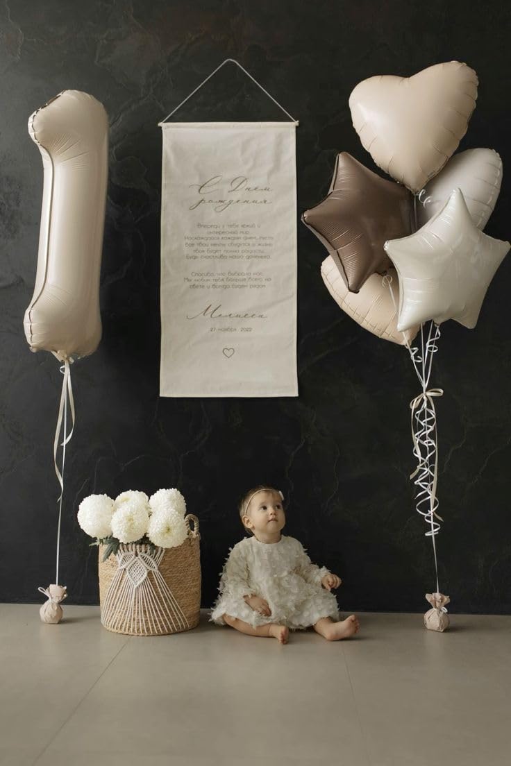 Mluchee Number Balloons 1, 40 Inch One Balloons for 1st Birthday Girl Boy 1 11 21 Party Decorations Baby Shower Photo Shoot, Cream White 1 Balloon - Image 2