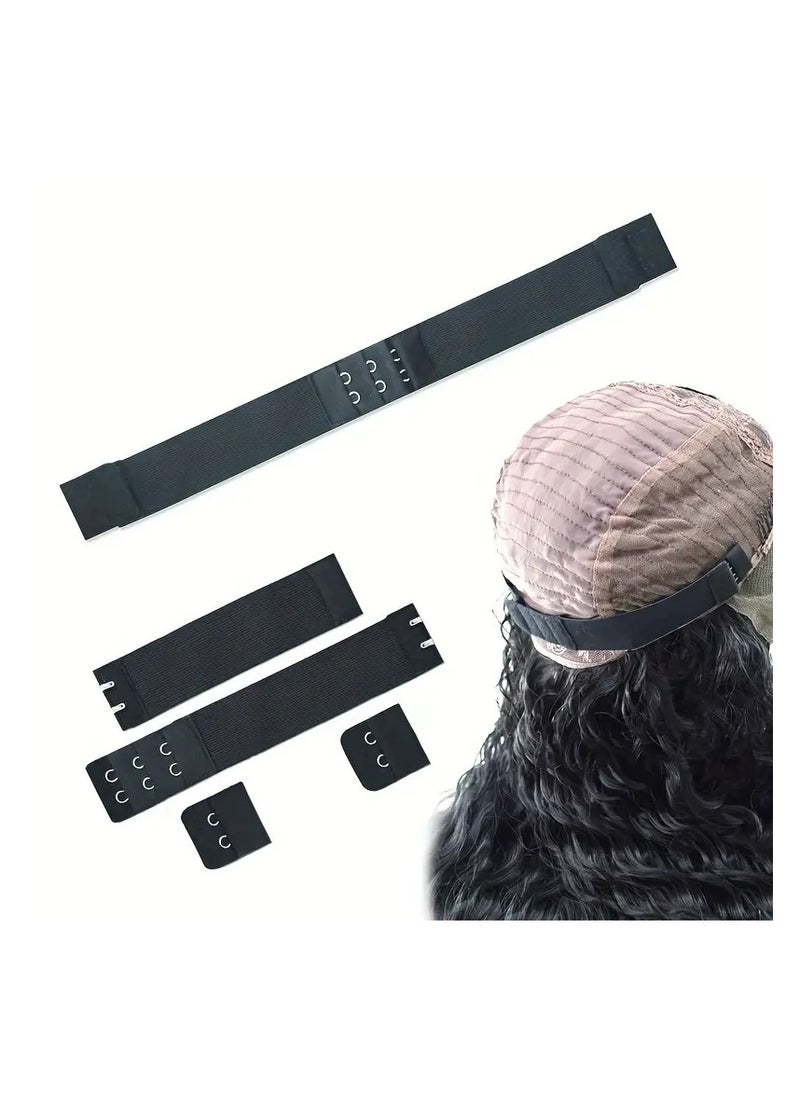 LANGMANNI Adjustable Elastic Band For Wigs With Anti Slip Belt Black Adjustable Straps With Hook  - Image 2