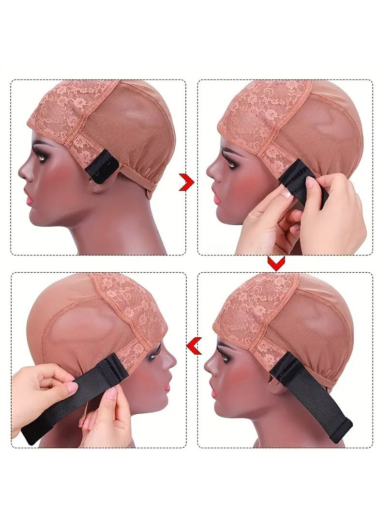 LANGMANNI Adjustable Elastic Band For Wigs With Anti Slip Belt Black Adjustable Straps With Hook  - Image 3