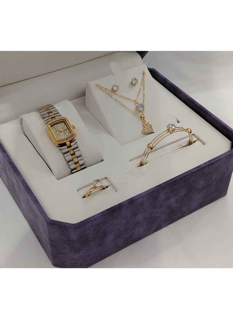 Generic Soft and elegant women's sets, zircon, steel watch 