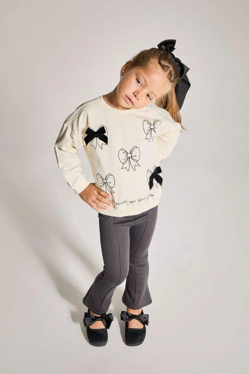 ديفاكتو Baby Girl Printed Sweatshirt Leggings 2 Piece Set