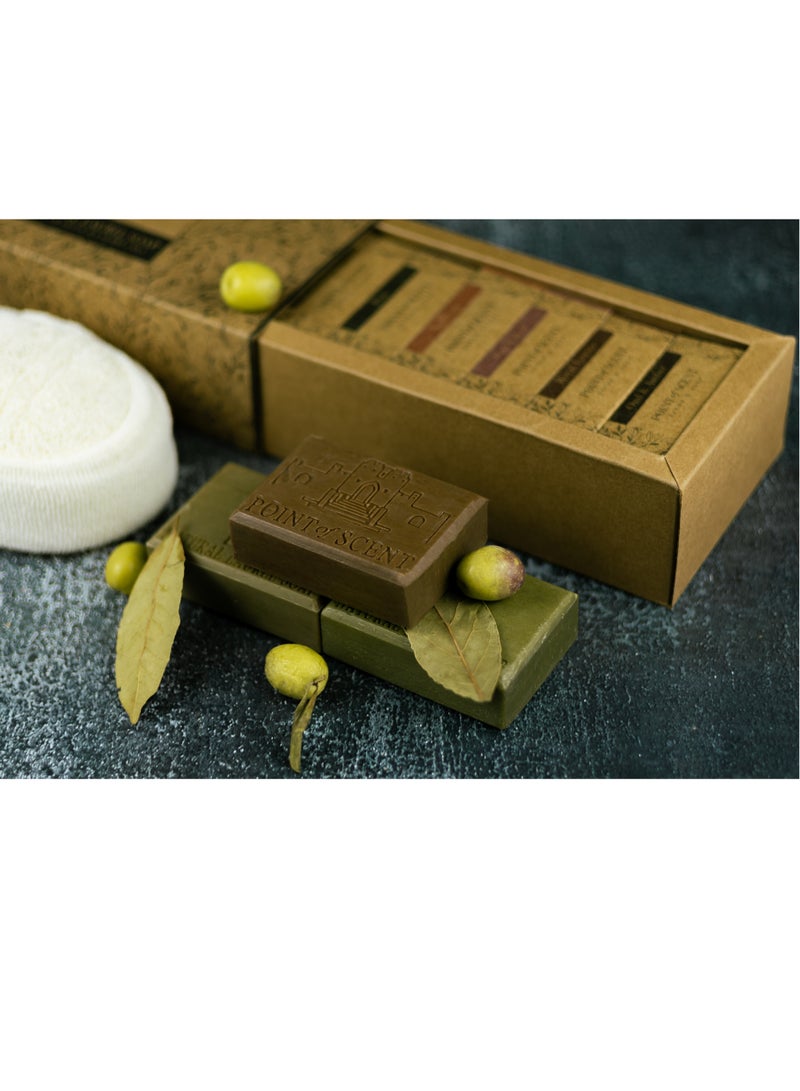 POINT of SCENT Scented natural Laurel soap 6X125GR (Amber Oud, Laurel, Saffron, Royal Incense, Musk Rose, Pine) - Image 1
