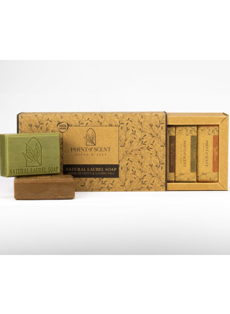 POINT of SCENT Scented natural Laurel soap 6X125GR (Amber Oud, Laurel, Saffron, Royal Incense, Musk Rose, Pine) - Image 3
