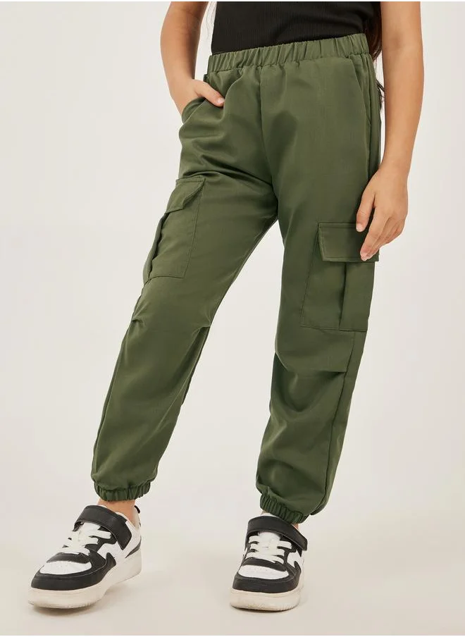 Styli Styli Solid Elasticated Waistband Cargo Pants