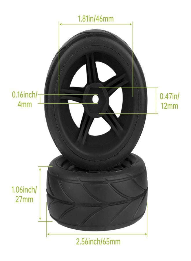 Hobbyfire Pre-Glued OD 2.55" 12mm Hex Wheels Rims and Rubber Tires for Traxxas Tamiya HPI HSP Redcat RC 1/10 On Road Racing Car, Set of 4 (Color A) - Image 2