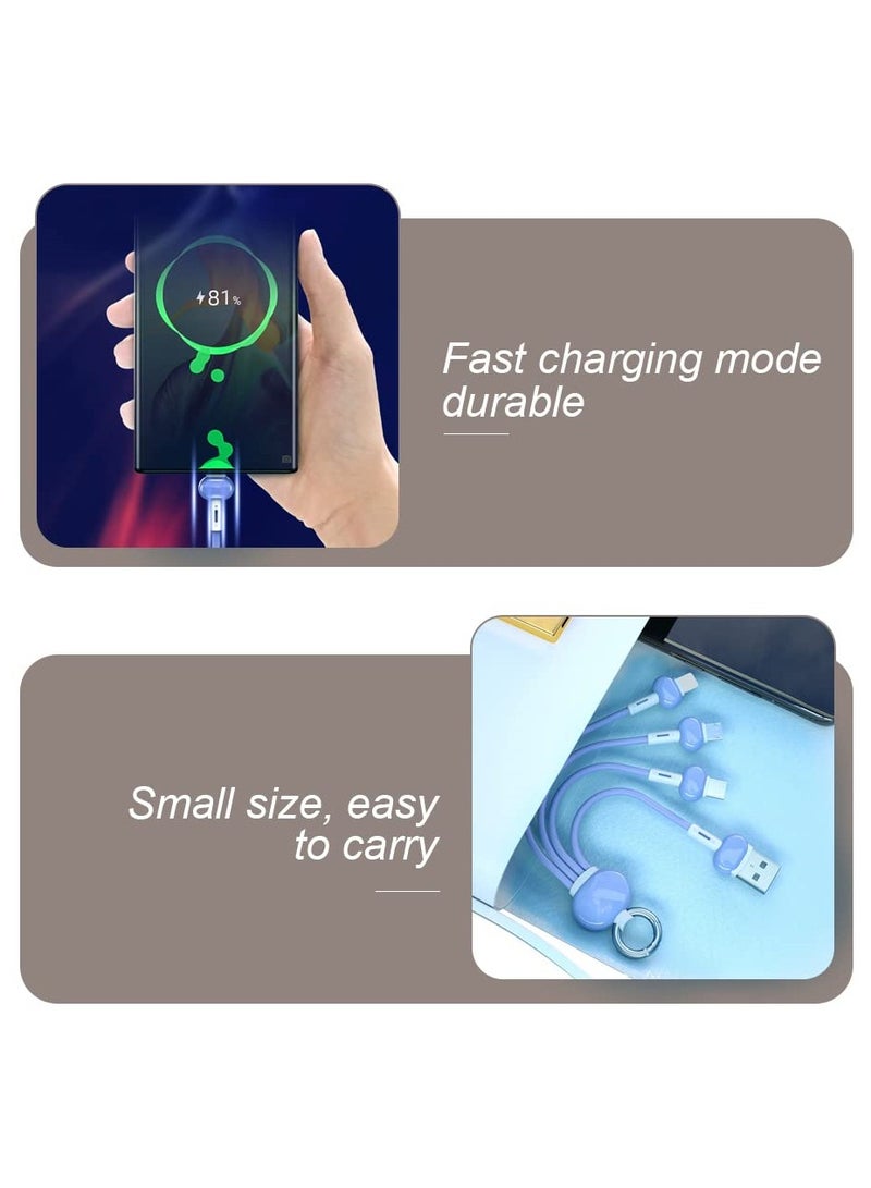 SYOSI 3 in 1 Multi Charging Cable, Azonee 2PCS Keychain Charging Cable, Portable Keychain Charger Travel Short Universal Fast Charging Cable with Type-c/Micro USB/iOS Port Connector (Purple)  - Image 3