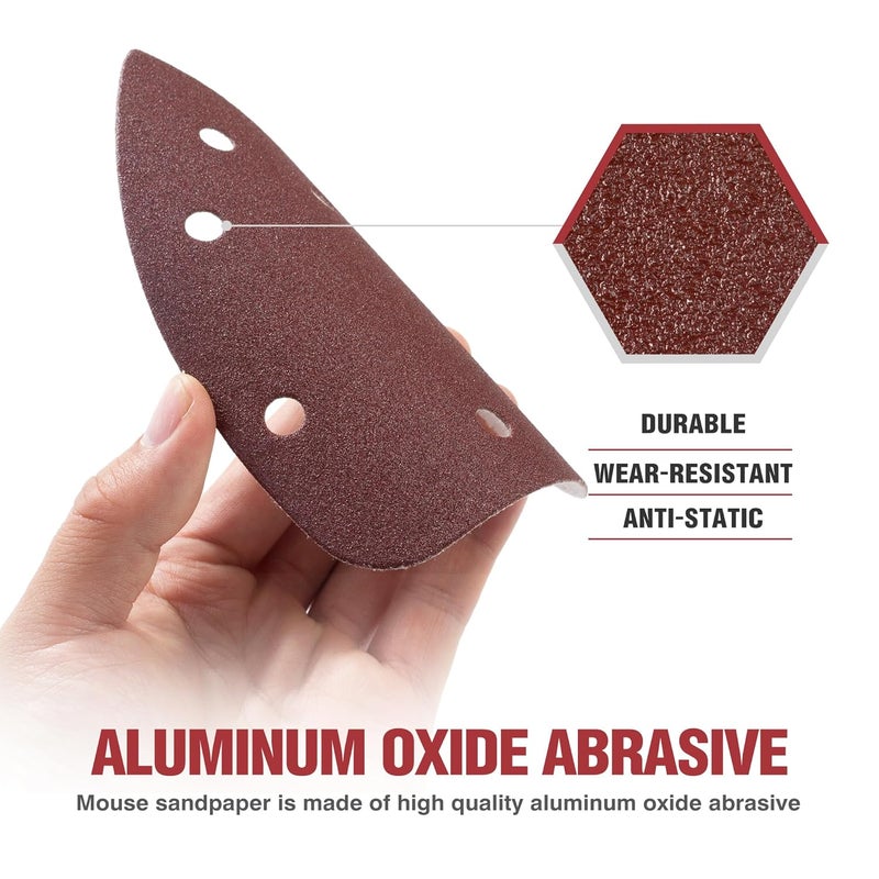 S SATC 60 PCS Mouse Sander Sandpaper 6 Holes Detail Sander Sandpaper Palm Sander Paper Hook and Loop Mouse Sanding Pads Assorted 60/80/100/120/180/240 Grit - Image 5