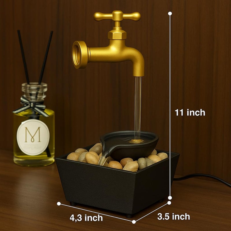 OSFT Floating LED Water Tap Fountain – Magic Illusion Tabletop Waterfall with Flowing LED Light & Decorative Stones | Indoor Home Décor for Bedroom, Office, Living Room | Relaxing Gift Idea - Image 4