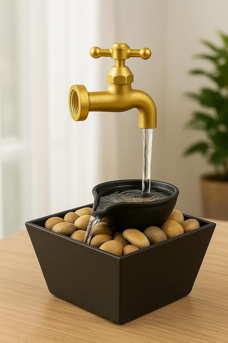 OSFT Floating LED Water Tap Fountain – Magic Illusion Tabletop Waterfall with Flowing LED Light & Decorative Stones | Indoor Home Décor for Bedroom, Office, Living Room | Relaxing Gift Idea - Image 2