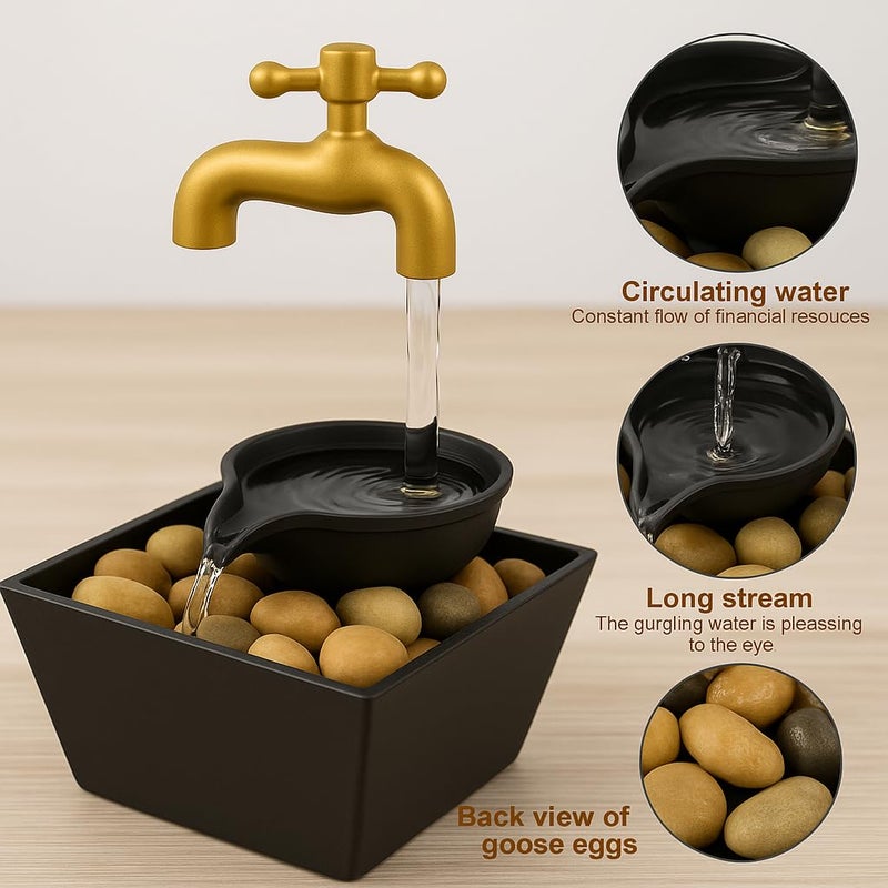 OSFT Floating LED Water Tap Fountain – Magic Illusion Tabletop Waterfall with Flowing LED Light & Decorative Stones | Indoor Home Décor for Bedroom, Office, Living Room | Relaxing Gift Idea - Image 3