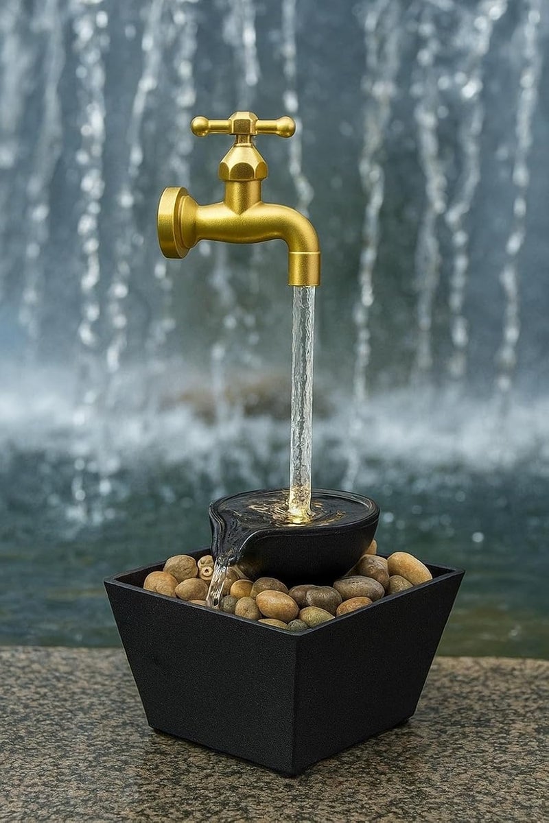 OSFT Floating LED Water Tap Fountain – Magic Illusion Tabletop Waterfall with Flowing LED Light & Decorative Stones | Indoor Home Décor for Bedroom, Office, Living Room | Relaxing Gift Idea - Image 5