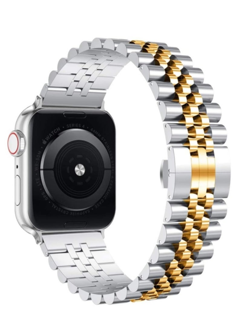 ELTRAZONE Compatible with Apple Watch Band 41mm 40mm 38mm, Stainless Steel Heavy Band with Butterfly Folding Clasp Link Bracelet for iWatch Series8/7/6/ SE Series 5/4/3/Men Women - Image 1