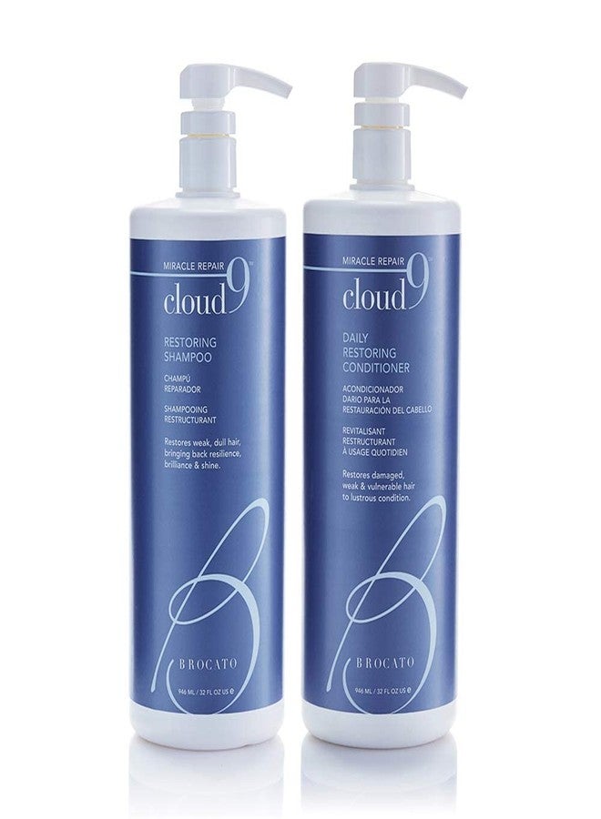 Brocato Cloud 9 Restoring Shampoo + Conditioner Duo, 32 Fl Oz | Adds Back Resilience, Moisture, & Shine | Restore Hair To Lustrous Condition | For Damaged, Dry, Normal to Oily Hair, Color Safe - Image 1