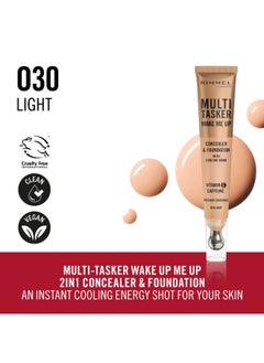RIMMEL LONDON Multi-Tasker Wake Me Up Concealer & Foundation - 30 - Light, 20ml  - Image 2