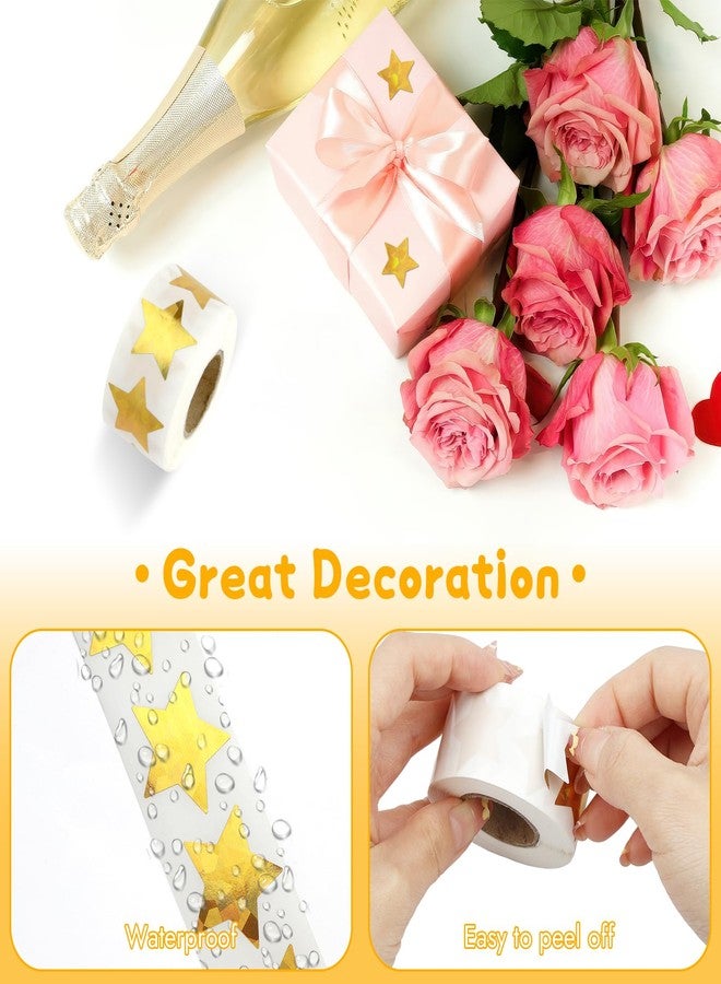 MOWPOG Star Stickers for Kids Reward, 1000 pcs Holographic Gold Star Stickers, 2 Rolls Sparkly Foil Star Stickers for Behavior Chart, Student Planner, School Classroom Students Teacher Supplies (1 inch) - Image 4