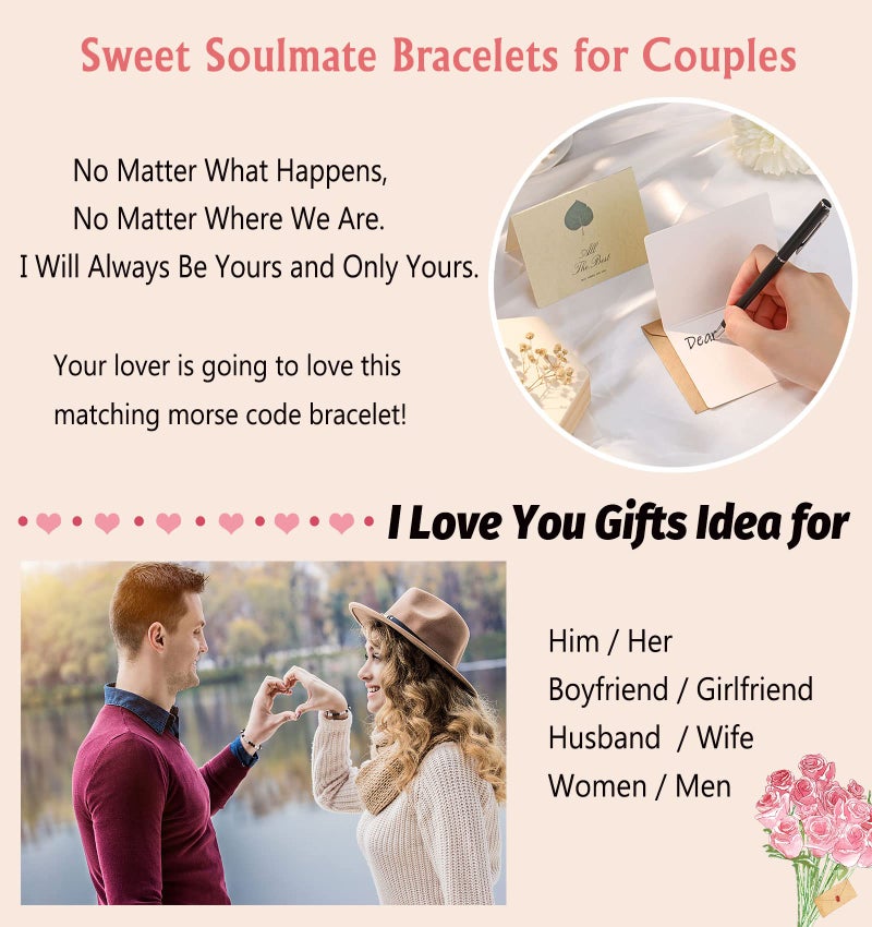 UNGENT THEM Matching Couples Bracelets Morse Code Boyfriend Girlfriend Long Distance Relationship Valentines I Love You Gifts for Him Her Women Men - Image 5