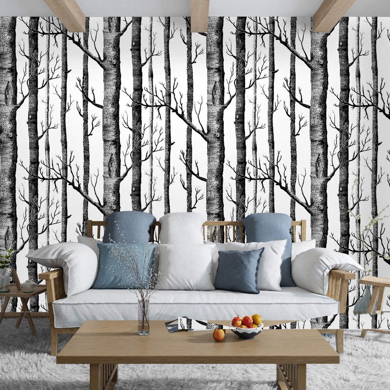 WENMER Birch Tree Wallpaper - 17.71" x 118" Black Trunk Peel and Stick Waterproof Removable Wood Wallpaper Decor for Bedroom, Living Room, Shelf - Image 5