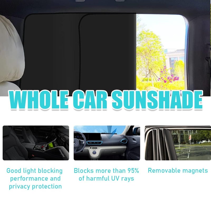 Excefore Car Window Shades, 2 PCS Auto Side Rear Magnetic Windshield Curtains, UV Protection and Sun Heat Blocker Window Covers, Universal Fit Most of Cars, SUV, MPV (Black-Back Window, 31.1x19 In) - Image 3