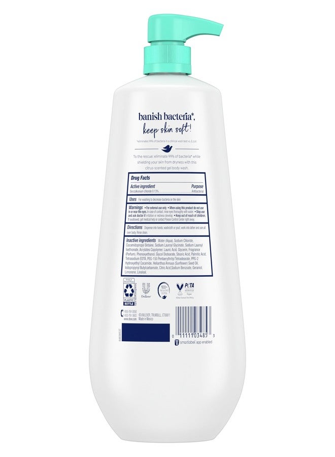 Dove Body Wash with Pump Antibacterial For All Skin Types Protects from Dryness 30.6 oz - Image 2