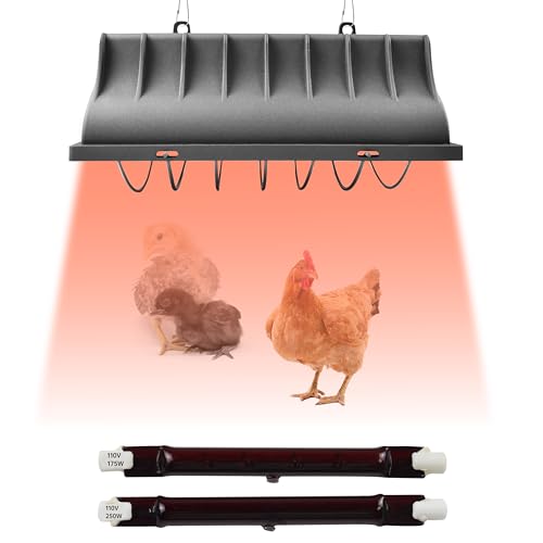 JUSONEY Chicken Coop Heater for ChicksBrooder Heater with 2pcs Heat Lamp250W and 175WAdjustable Temp Height Chicken Brooder Box Supplies for Chicken Livestock Dogs Sheep Pets - Image 1