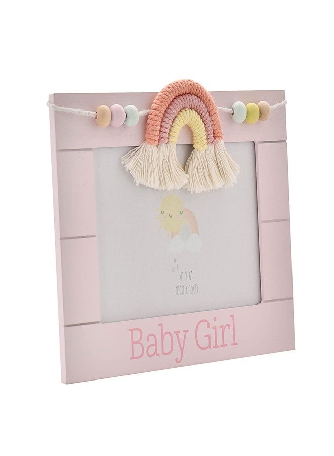Oaktree Gifts Petit Cheri Wooden Photo Frame Macrame Rainbow Baby Girl 4X6 - Image 1